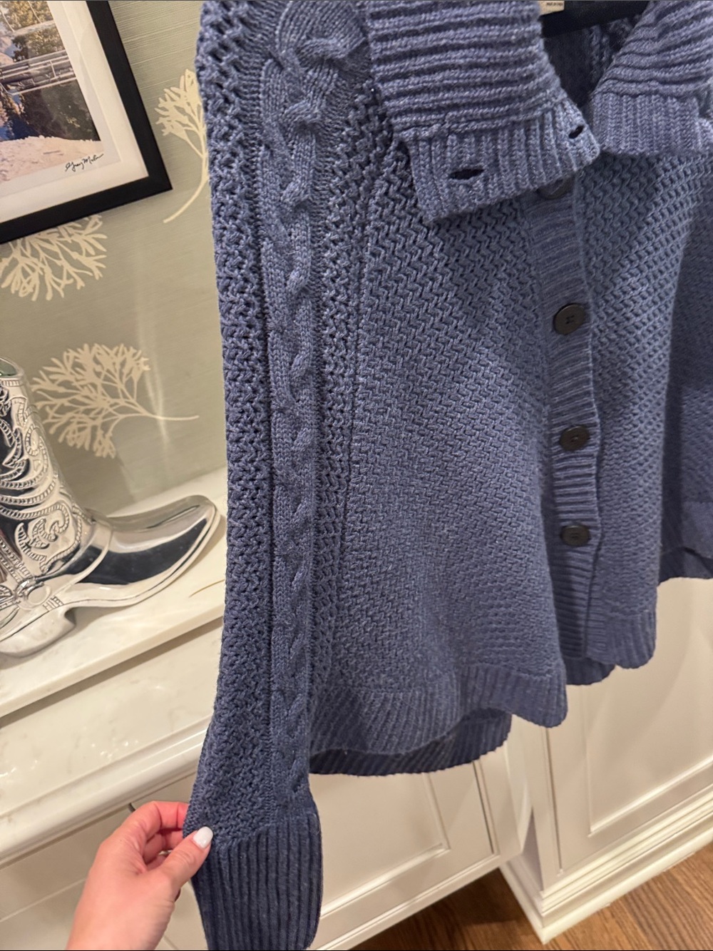 UGG Women's Periwinkle Cable-Knit Button Cardigan - Picture 3 of 5